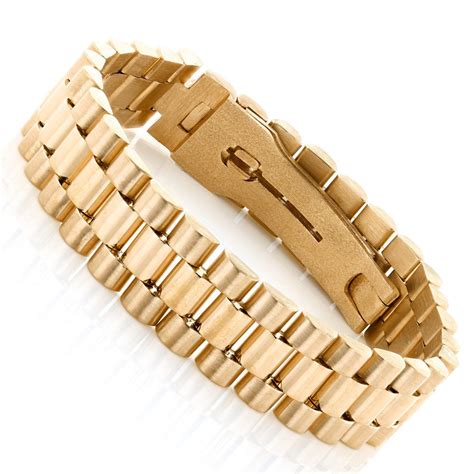 mens rolex style gold bracelet